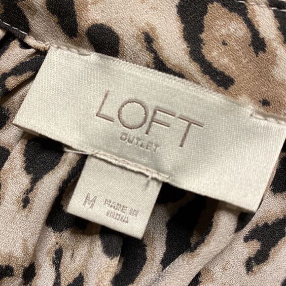 LOFT Leopard Print Blouse Tank Back Tie - Picture 2 of 8